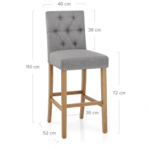 Tabouret de Bar Bois Tissu - Barrington Gris
