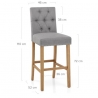 Tabouret de Bar Bois Tissu - Barrington Gris