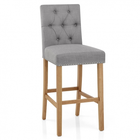 Tabouret de Bar Bois Tissu - Barrington Gris