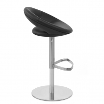 Chaise de Bar Cuir Chrome Brossé - Crescent Matelassé