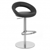 Chaise de Bar Cuir Chrome Brossé - Crescent Matelassé