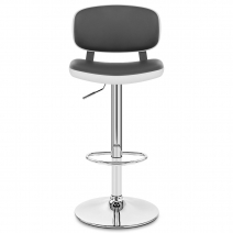 Chaise de Bar Faux Cuir Chrome - Edge Gris
