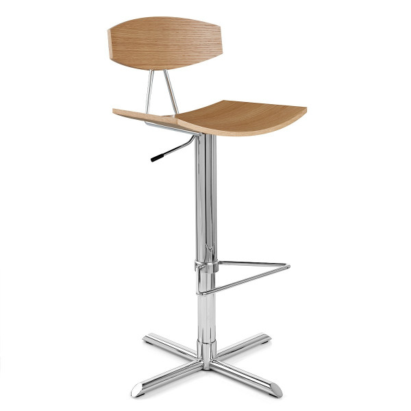 Chaise de Bar Bois Chrome - Blade - Chêne