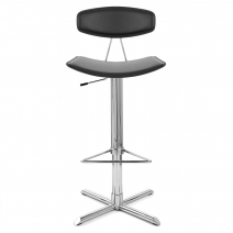 Chaise de Bar Cuir Crouté Chrome - Blade - Noir