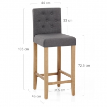 Tabouret Bois Tissu - Brookes Gris