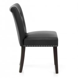 Chaise Cuir Croûté Bois - Buckingham Noir