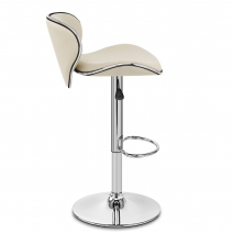 Chaise de Bar Faux Cuir Chrome - Félix Crème