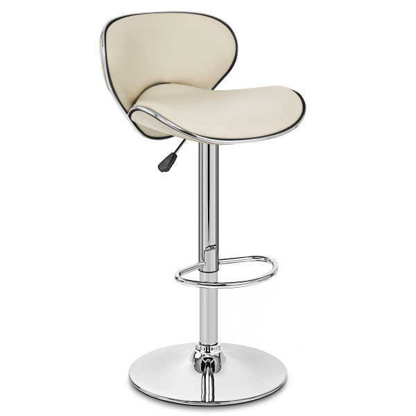 Chaise de Bar Faux Cuir Chrome - Félix Crème Chaise de Bar Faux Cuir Chrome - Félix Crème