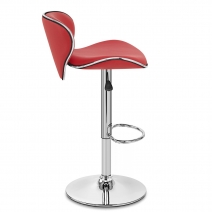 Chaise de Bar Faux Cuir Chrome - Félix Rouge