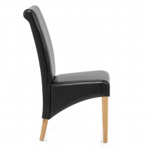 Chaise Bois Cuir Croûté - Carlo Chêne Noir