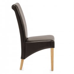 Chaise Bois Cuir Croûté - Carlo Chêne Marron