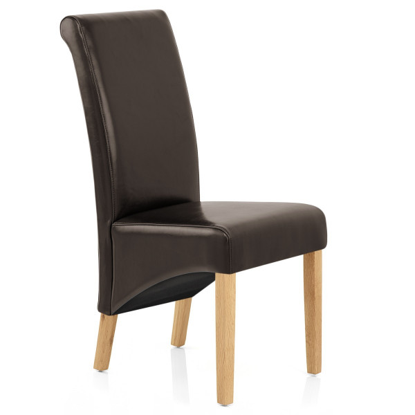 Chaise Bois Cuir Croûté - Carlo Chêne Marron Chaise Bois Cuir Croûté - Carlo Chêne Marron