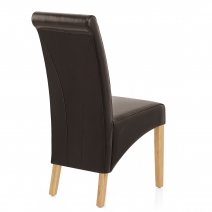 Chaise Bois Cuir Croûté - Carlo Chêne Marron