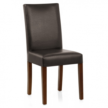 Chaise Cuir Croûté Bois - Chicago Noyer Marron