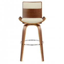 Tabouret Bois Simili Cuir - Harper Noir