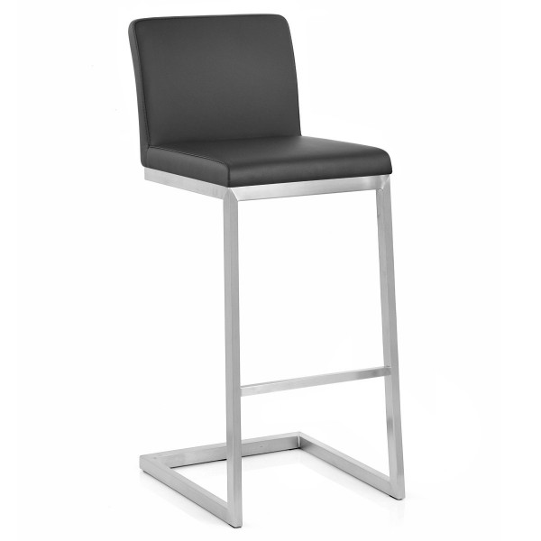 Tabouret Faux Cuir Chrome Brossé - High Ace Noir