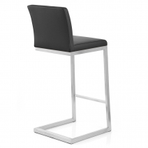 Tabouret Faux Cuir Chrome Brossé - High Ace Noir