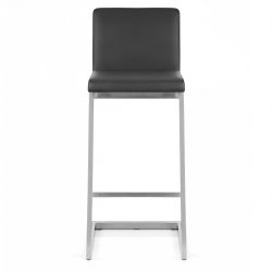 Tabouret Faux Cuir Chrome Brossé - High Ace Noir