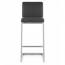 Tabouret Faux Cuir Chrome Brossé - High Ace Noir