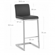 Tabouret Faux Cuir Chrome Brossé - High Ace Noir