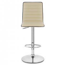 Chaise de Bar Faux Cuir Chrome - Hiline Crème