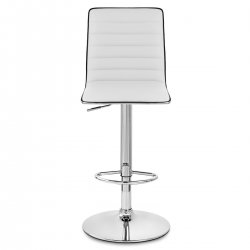 Chaise de Bar Faux Cuir Chrome - Hiline Crème