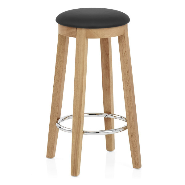 Tabouret de Bar Faux Cuir Bois - Ikon Chêne Noir Tabouret de Bar Faux Cuir Bois - Ikon Chêne Noir