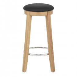 Tabouret de Bar Faux Cuir Bois - Ikon Chêne Noir