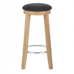 Tabouret de Bar Faux Cuir Bois - Ikon Chêne Noir