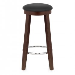 Tabouret de Bar Faux Cuir Bois - Ikon Noyer Noir