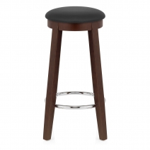 Tabouret de Bar Faux Cuir Bois - Ikon Noyer Noir