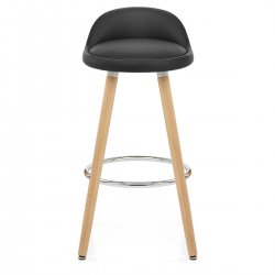 Tabouret de Bar Faux Cuir Bois - Jive Noir