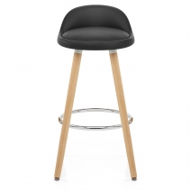 Tabouret de Bar Faux Cuir Bois - Jive Noir