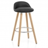 Tabouret de Bar Faux Cuir Bois - Jive Noir