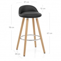 Tabouret de Bar Faux Cuir Bois - Jive Noir