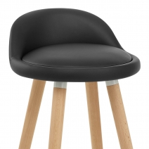 Tabouret de Bar Faux Cuir Bois - Jive Noir