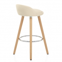 Tabouret de Bar Faux Cuir Bois - Jive Crème