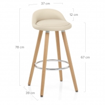 Tabouret de Bar Faux Cuir Bois - Jive Crème