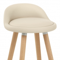 Tabouret de Bar Faux Cuir Bois - Jive Crème