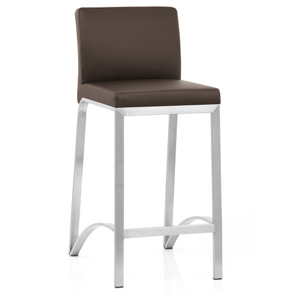 Tabouret Cuir Chrome Brossé - Leah 