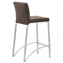 Tabouret Cuir Chrome Brossé - Leah 