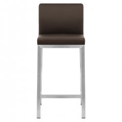 Tabouret Cuir Chrome Brossé - Leah 