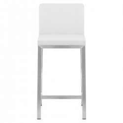 Tabouret Cuir Chrome Brossé - Leah 