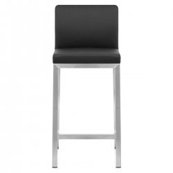 Tabouret Faux Cuir Chrome Brossé - Leah