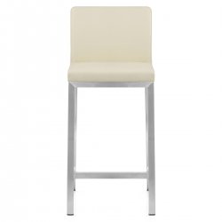 Tabouret Faux Cuir Chrome Brossé - Leah