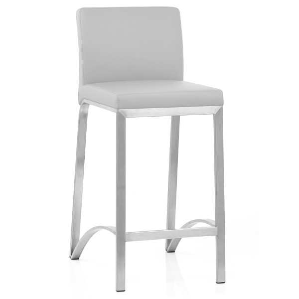 Tabouret Faux Cuir Chrome Brossé - Leah