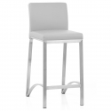 Tabouret Faux Cuir Chrome Brossé - Leah