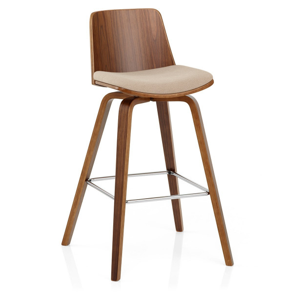 Tabouret de Bar Bois Tissu - Mirage Crème