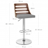 Chaise de Bar Bois Tissu - Muse Gris