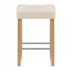 Tabouret Faux Cuir Bois - Otis Chêne Crème